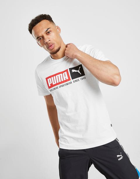 Puma Box Logo T-shirt - White - Mens 