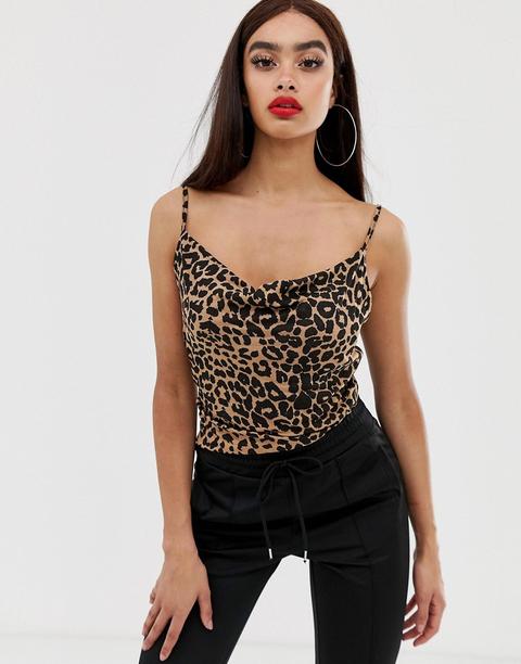 Prettylittlething - Canottiera Con Collo Ad Anello E Stampa Leopardata - Multicolore