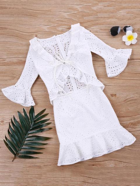Vestito Con Volant In Rete White