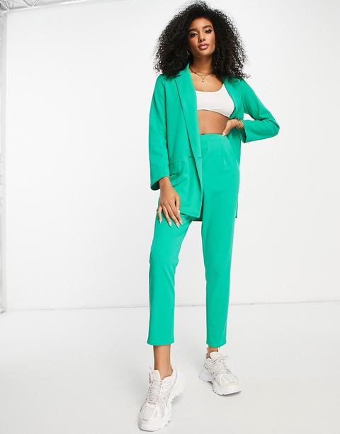 Asos Design Jersey Tapered Suit Trousers In Bright Emerald Green