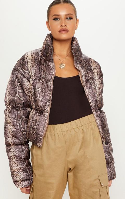 Brown Snake Print Puffer