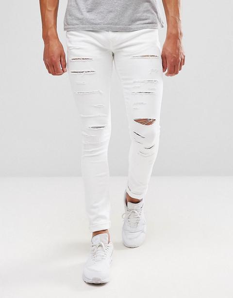 Vaqueros Muy Ajustados En Blanco Con Roturas Extremas De River Island