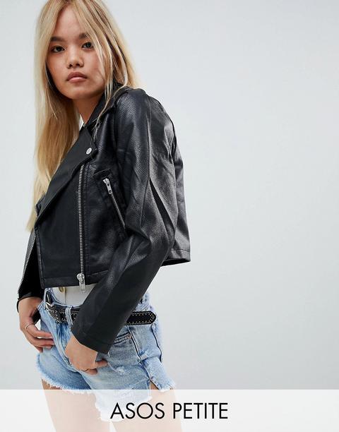 Asos Design Petite - Ultimate - Giacca Biker In Pelle Sintetica - Nero