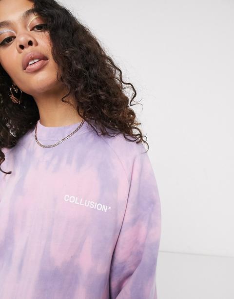 Sudadera Extragrande Con Logo Y Diseño Teñido Anudado De Collusion-multicolor