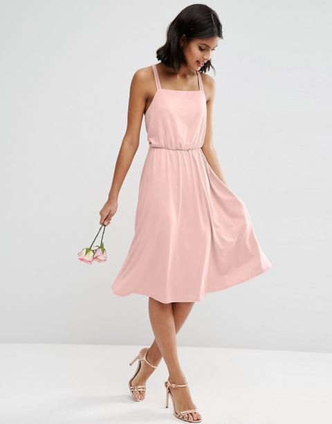 Vestido De Crepé A Media Pierna Con Espalda Cruzada De Asos Wedding