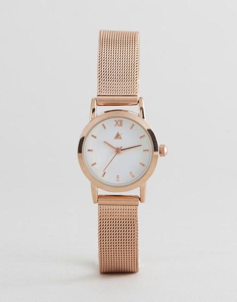 Asos Curve - Orologio Mini Con Cinturino A Maglie Oro Rosa - Rame