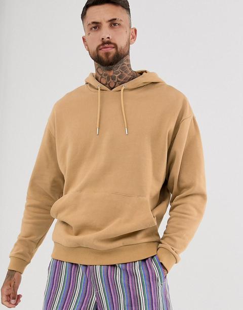 Sudadera Extragrande Con Capucha En Beis De Asos Design