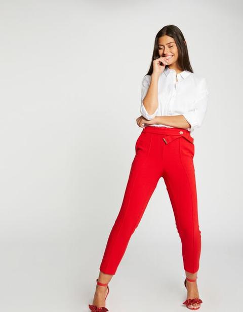 Pantalon Slim Taille Haute 7 8eme Rouge Femme From Morgan De Toi On 21 Buttons