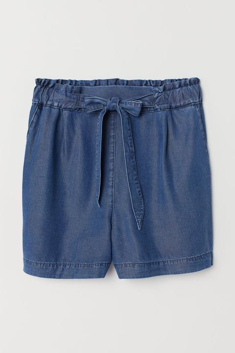 H & M - Shorts In Denim High Waist - Blu