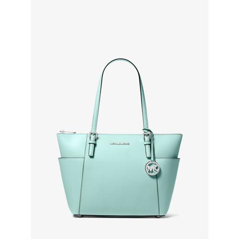 Mkbolso Tote Jet Set De Piel Saffiano Con Cremallera Superior - Fair Aqua - Michael Kors