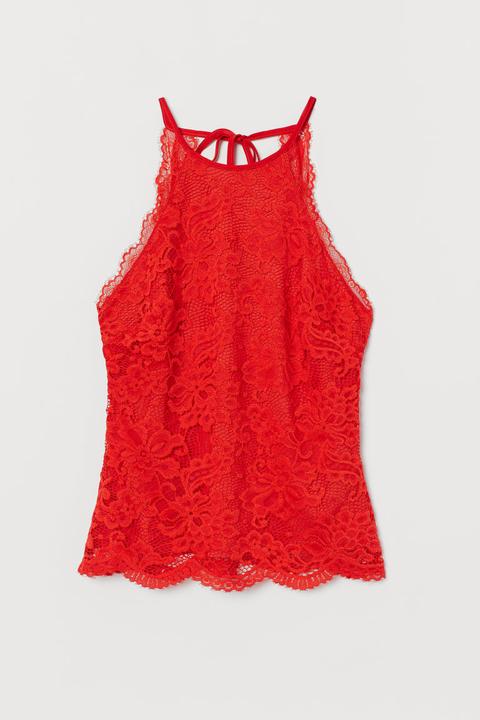 H & M - Top In Pizzo - Rosso