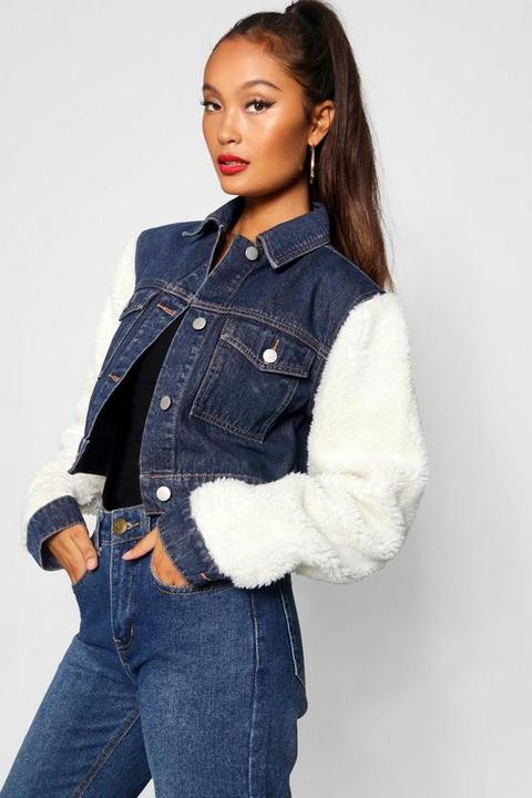 Teddy Sleeve Denim Jacket