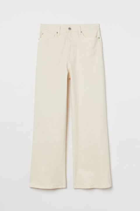 Wide High Ankle Jeans - Blanco