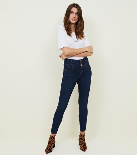 button front high waisted jeans