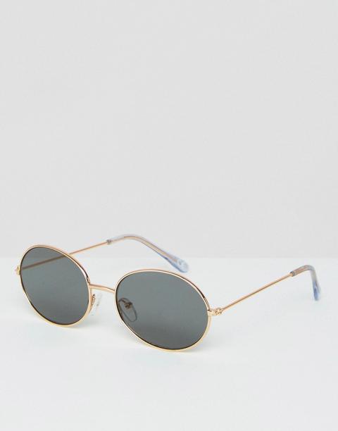Asos 90s Oval Metal Sunglasses In Gold