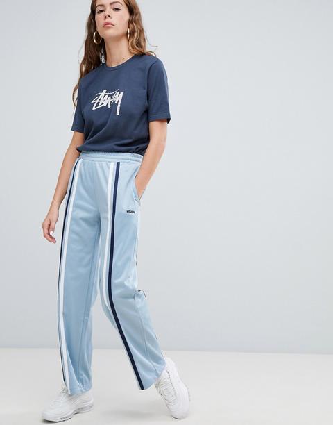 Pantalones De Chándal De Pernera Ancha Con Rayas En La Parte Delantera De Stussy