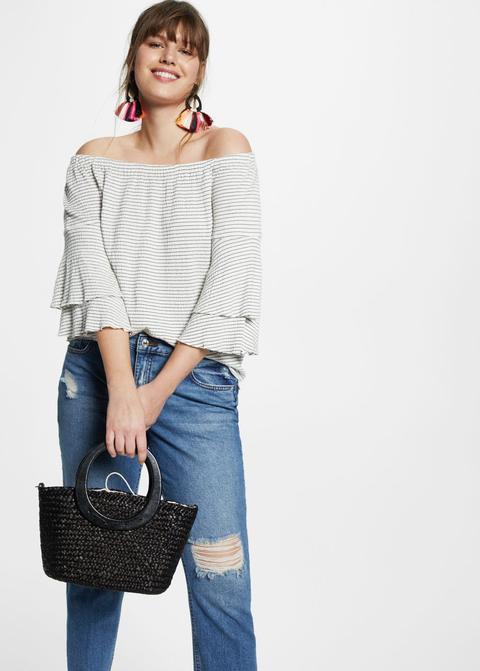 Camiseta Off-shoulder Textura