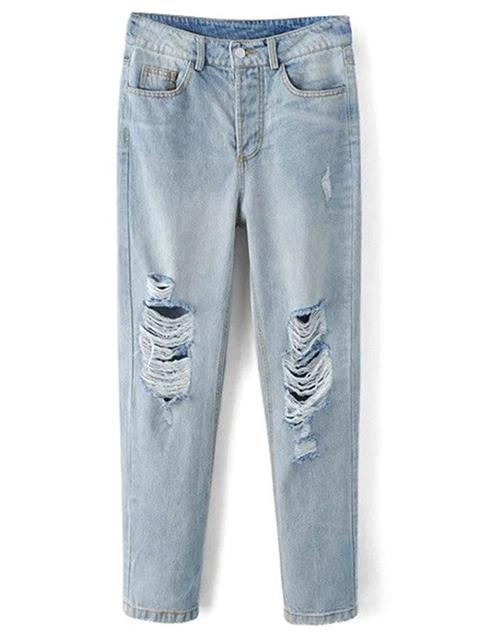 Bleach Wash Ripped Jeans