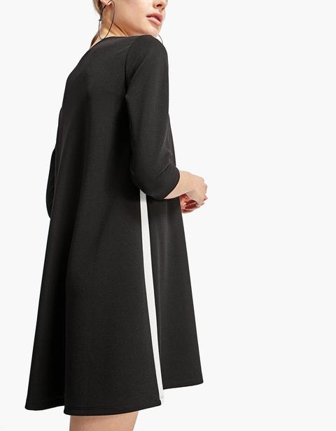 Kleid Mit Seitenstreifen Schwarz