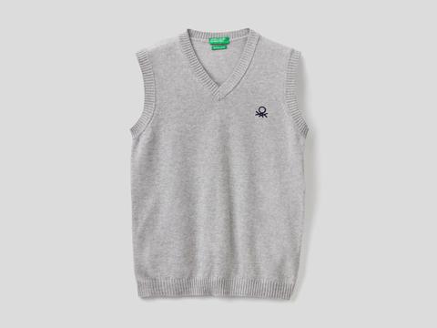 Benetton, Chaleco En Mezcla De Lana Y Cachemir, Size Xs, Gris, Niños