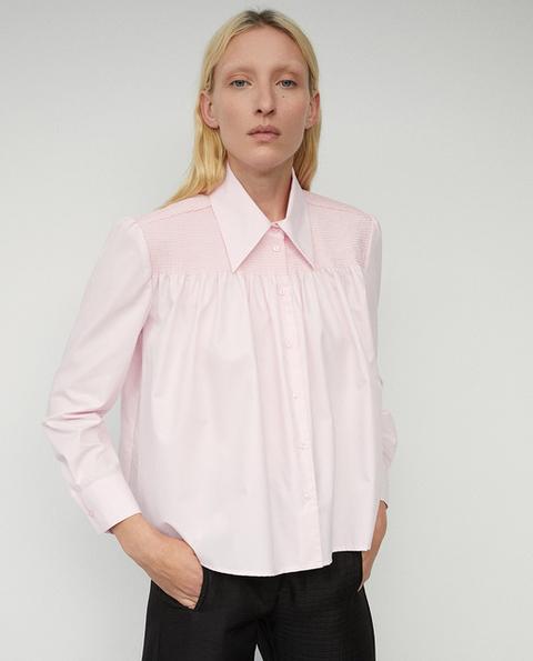 Sfera - Camisa Lisa De Mujer Canesú Gomas