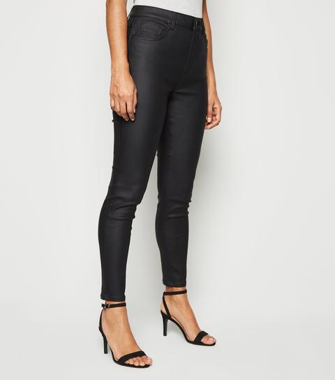 New Look faux leather coated jeggings in black