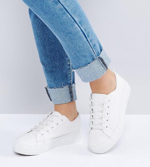 New Look Wide Fit - Scarpe Da Ginnastica Flatform Con Suola Grossa - Bianco