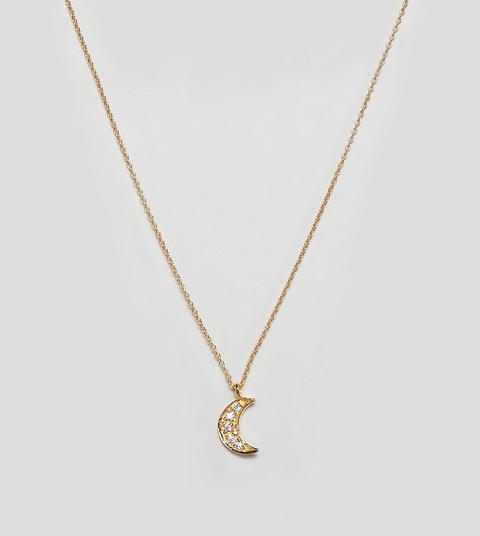 Asos Design - Collana In Argento Sterling Placcato Oro Con Luna E Cristalli - Oro