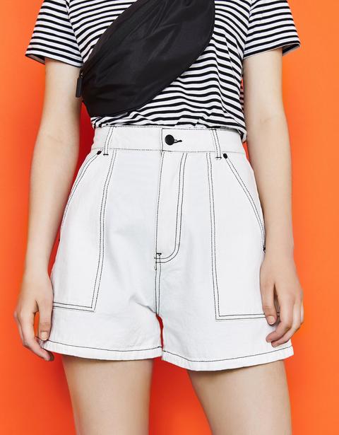 Short Denim High Waist Contrastes