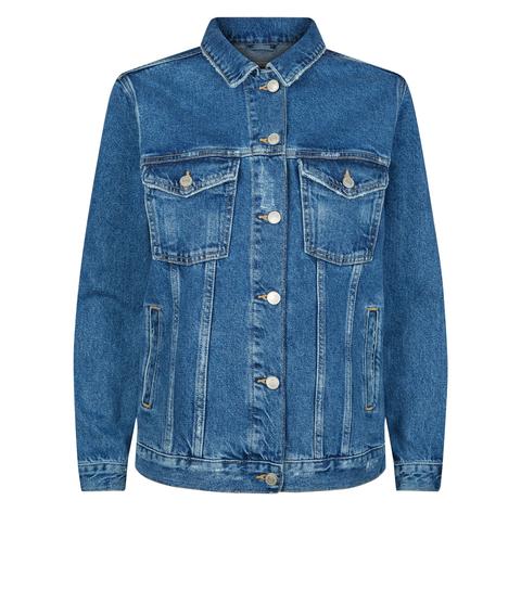 Petite Blue Oversized Denim Jacket New Look