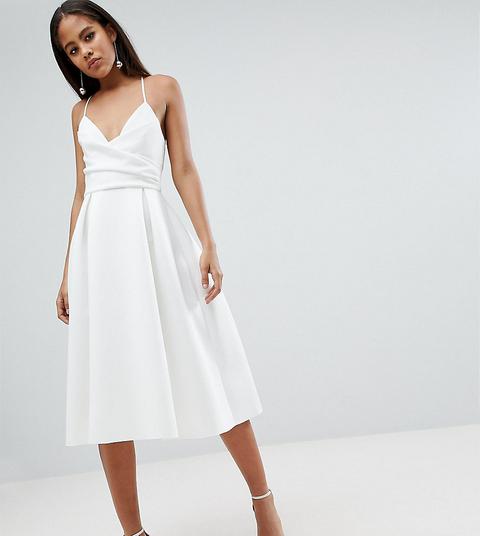 Asos Design Tall Scuba Cami Prom Midi Dress - Ivory