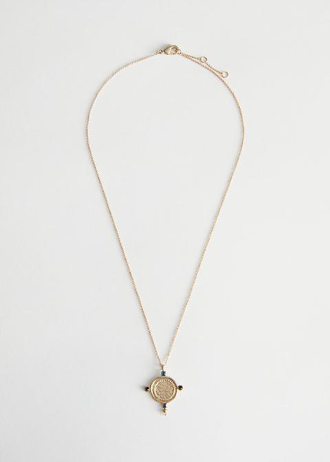 Coin Arrow Pendant Necklace - Gold