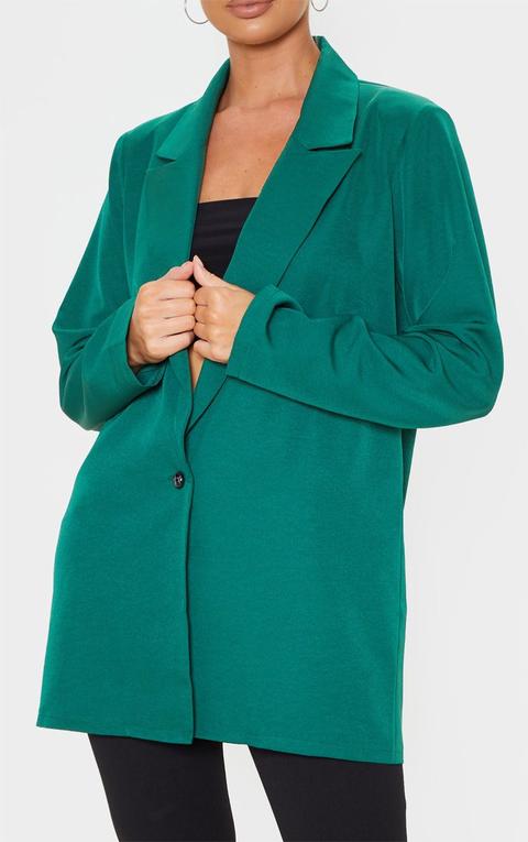 Emerald Green Super Oversized Woven Blazer