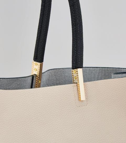 Shell Pink Colour Block Zip Side Tote Bag