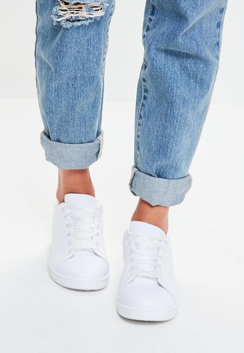 White Lace Up Trainers