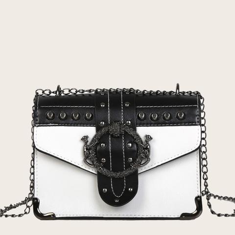 Tasche Mit Schnalle Dekor, Kappe Und Kette