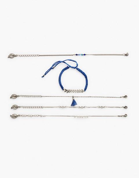 Set 5 Braccialetti Romantici Azzurro Elettrico