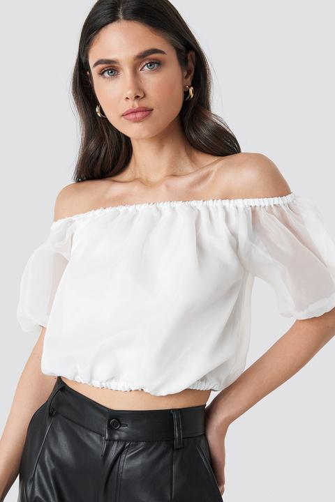 Na-kd Party Off Shoulder Puff Sleeve Top - White