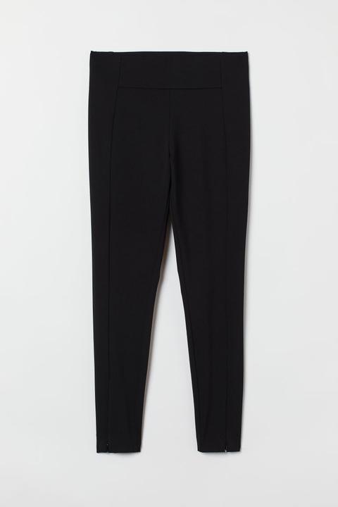 H & M+ Zip-hem Leggings - Black