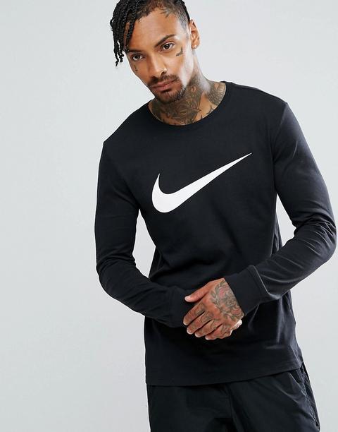 Nike - 709491-010 - Maglia A Maniche Lunghe Nera Con Logo - Nero
