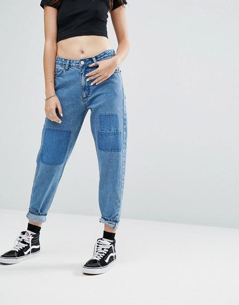 Uncivilised - Shadow Patch - Mom-jeans - Blau