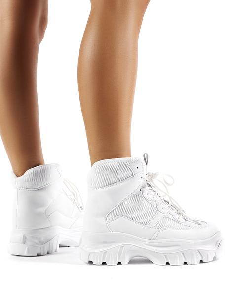 white chunky ankle boots