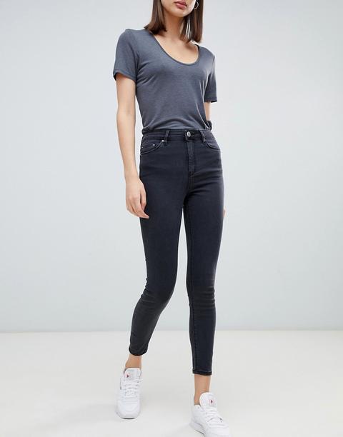 Asos Design High Rise Ridley 'skinny' Jeans In Washed Black