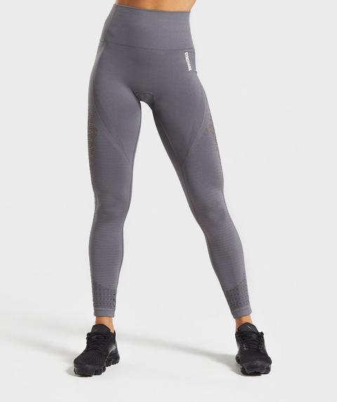 GYMSHARK ENERGY SEAMLESS Leggings small Grey High Waisted Perforated $26.00  - PicClick
