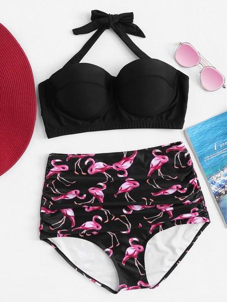 Set Bikini Con Stampa Fenicottero