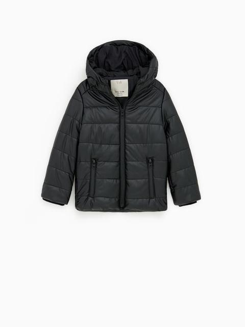 zara faux leather puffer jacket