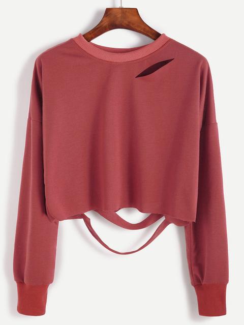 Felpa Crop Con Dettagli Cut Out