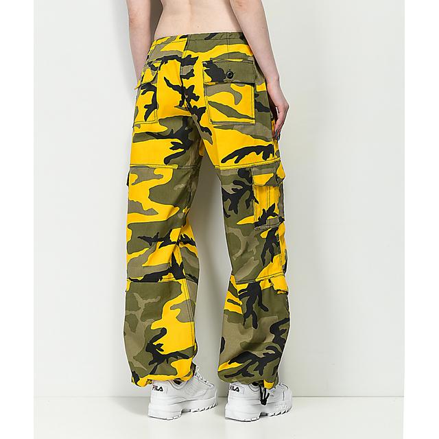 yellow and grey camo pants