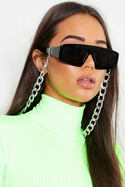 Womens Chunky Linked Sunglasses Chain - Grey - One Size, Grey