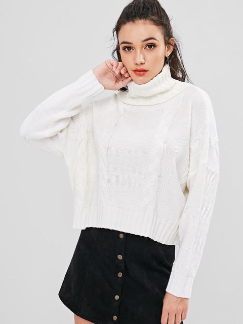 Maglione Con Collo Alto White